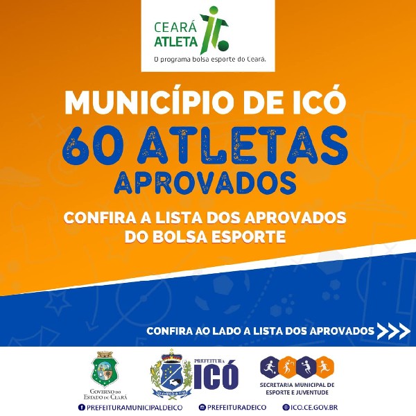 O município de Icó conta com 60 aprovados no programa Bolsa Esporte, do Governo do Estado do Ceará