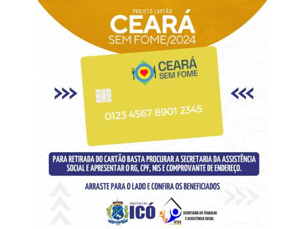 Atenção! 
Lista dos novos contemplados pelo Programa Ceará Sem Fome e também a lista dos beneficiados que ainda não ret